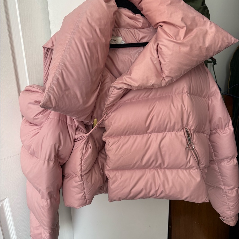 Marques’ Almeida light pink puffer jacket